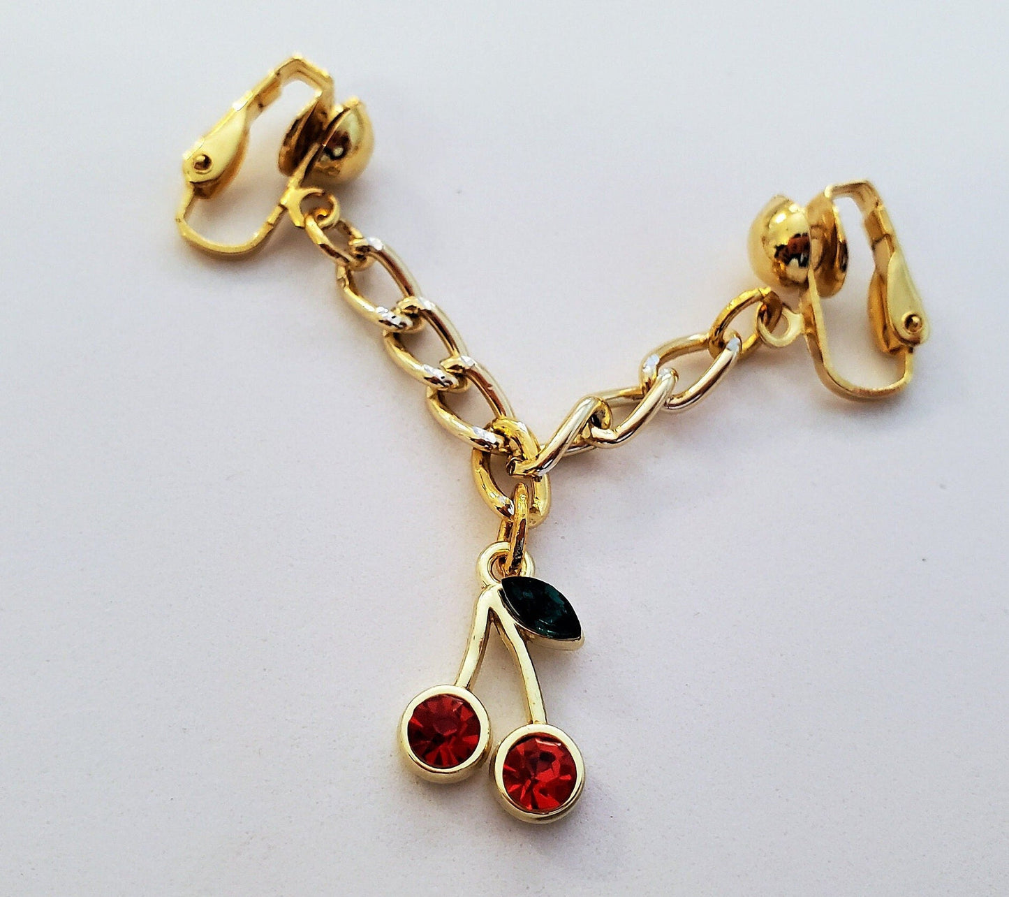 Cherry Pussy Jewelry, Rhinestone BDSM Labial Clip