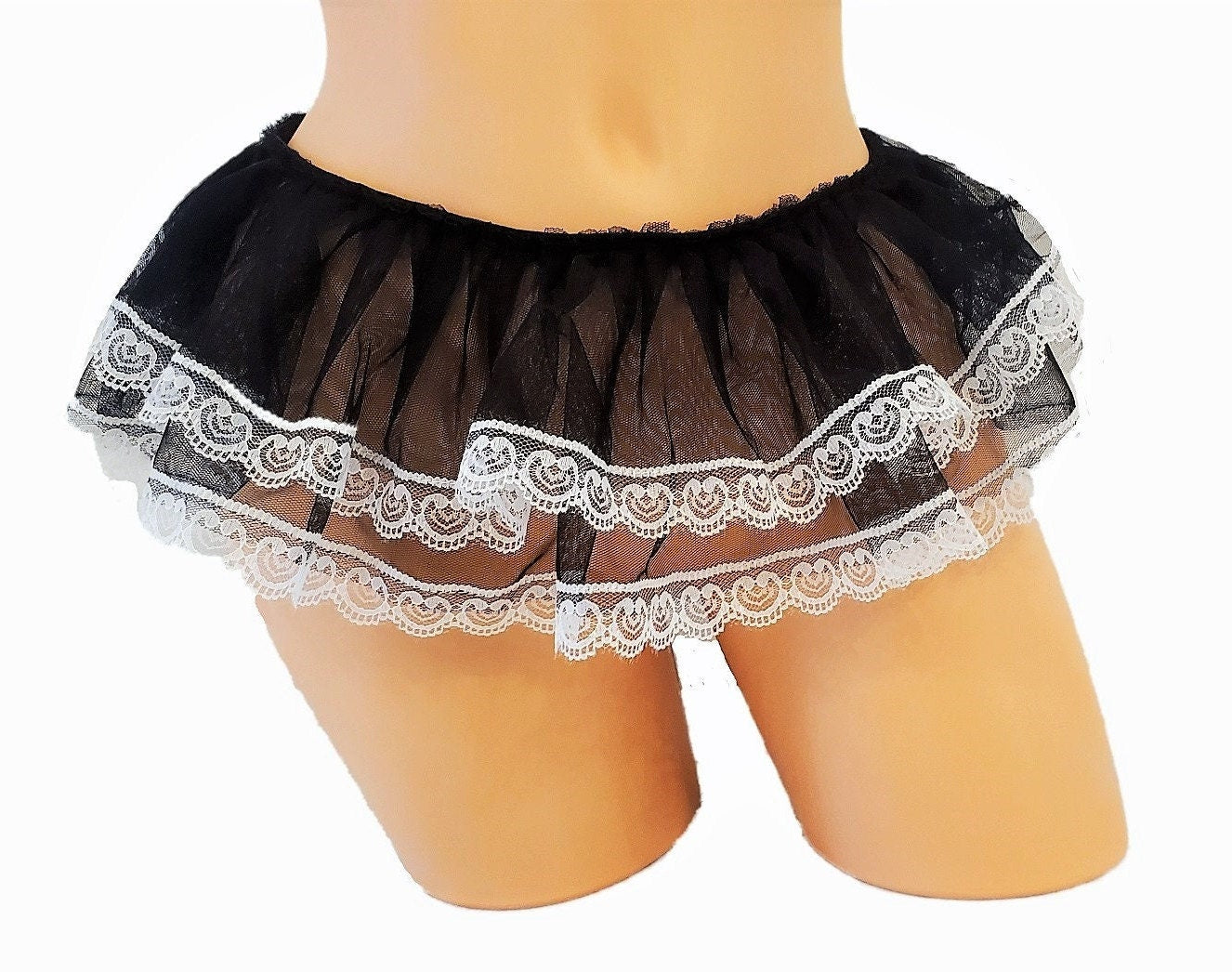 Black and White Micro Mini Lingerie Skirt