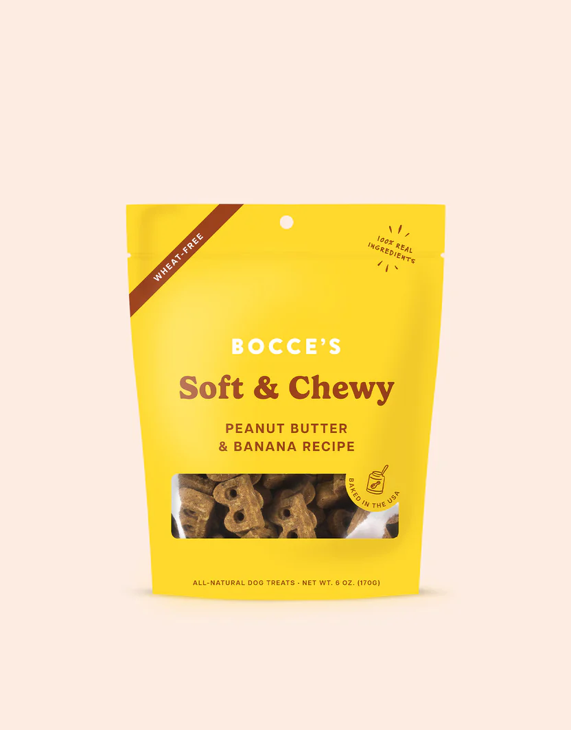 Bocces Soft and Chewy Peanut Butter and Banana Dog Treats (6oz)