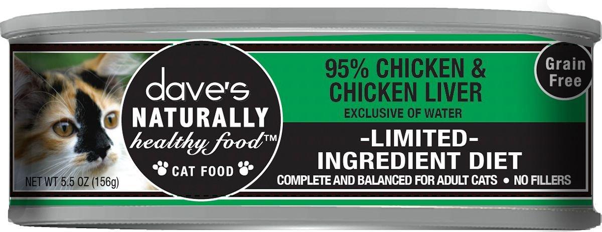 Dave's 95% Naturally Healthy Grain Free Chicken Formula Wet Cat Food (5.5oz)