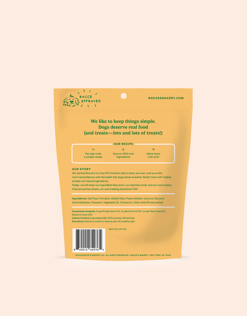 Bocces Soft and Chewy Pumpk'n Spice Dog Treats (6oz)