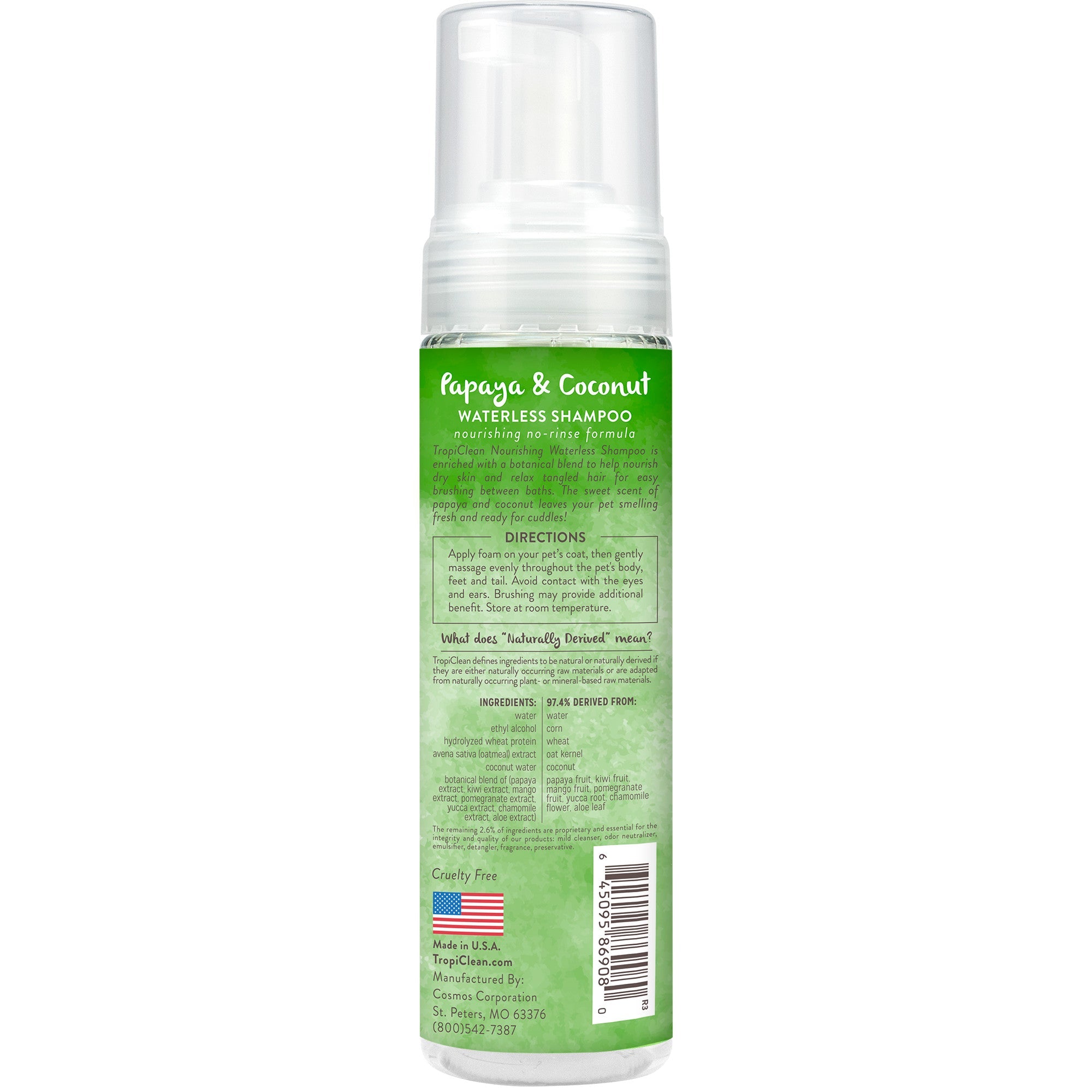 Tropiclean Papaya and Coconut Pet Waterless Shampoo (7.4oz)
