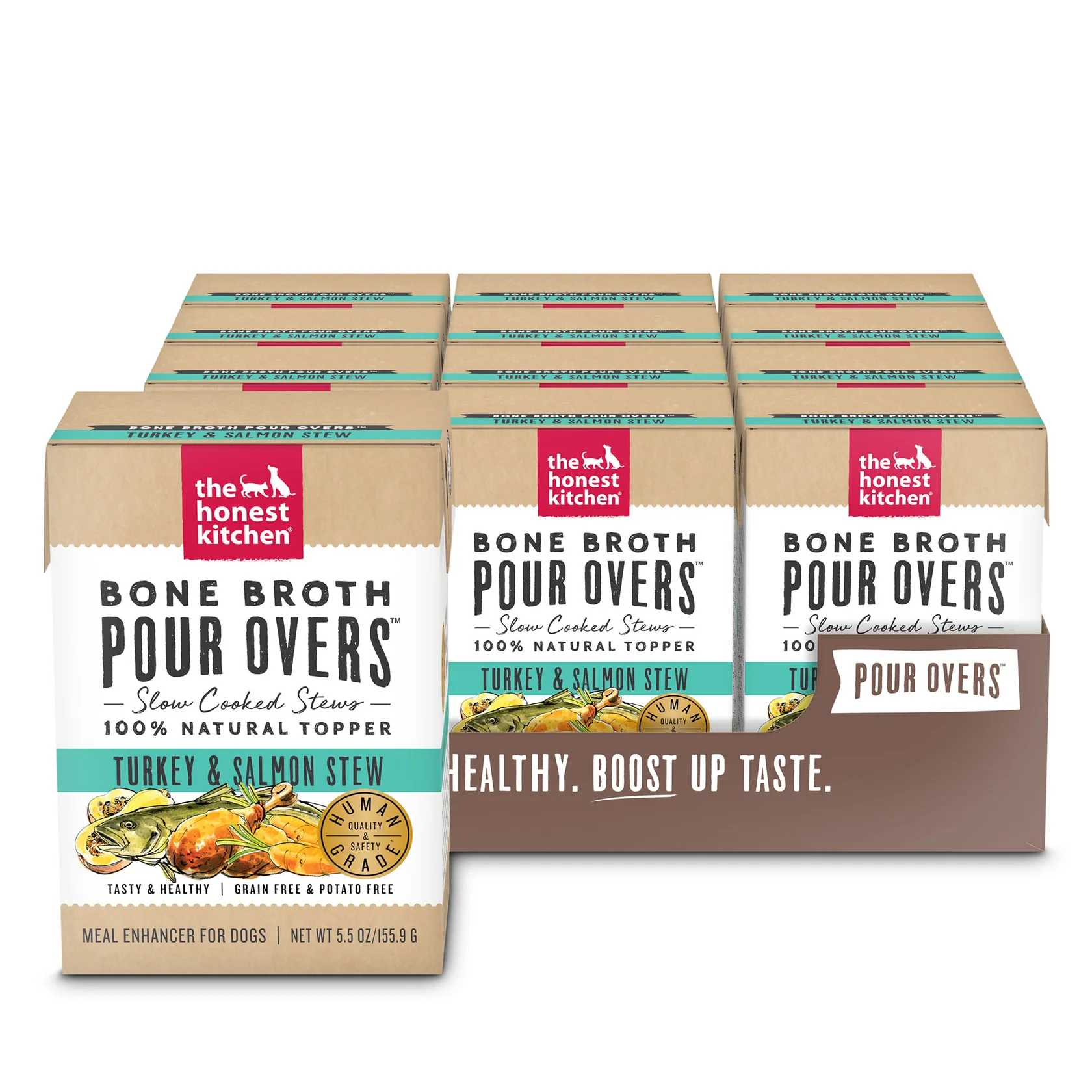 Honest Kitchen Pour Overs Bone Broth Turkey and Salmon Stew Dog Food Topper (5.5oz)