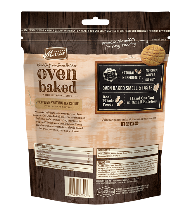 Merrick Oven Baked Paw'some Peanut Butter Dog treats (11oz)