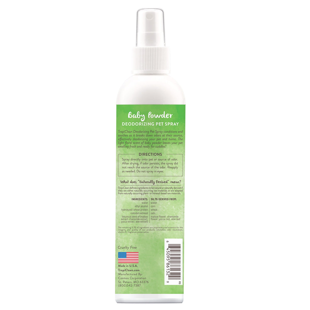 8oz Tropiclean Pet Deodorizer Spray Baby Powder