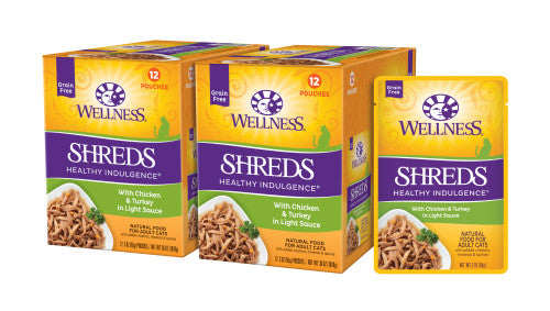 Wellness Adult Pouch Healthy Indulge Shredded Chicken and Turkey Wet Cat Food (3oz)