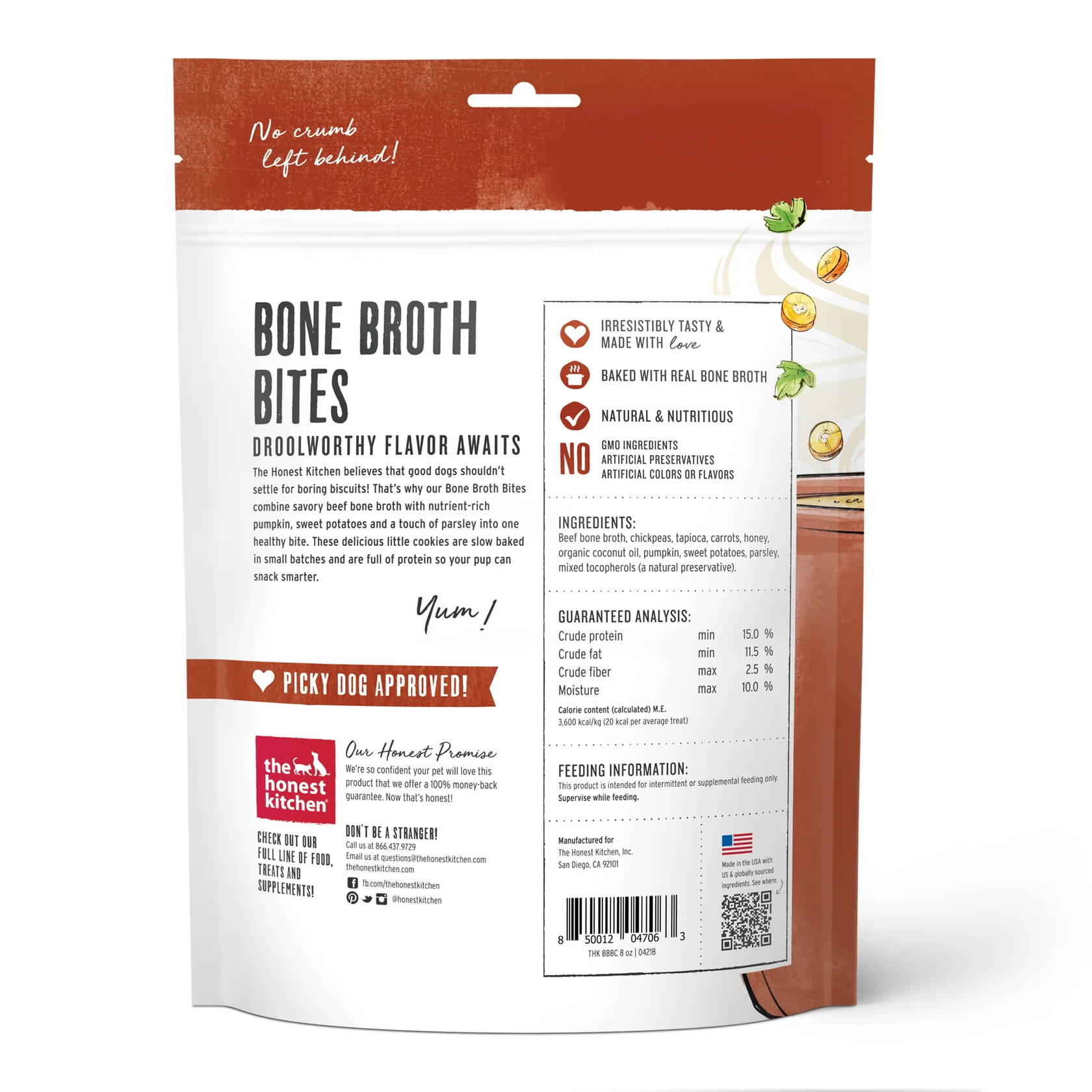 Honest Kitchen Bone Broth Bites Beef and Sweet Potato Dog Treats (8oz)