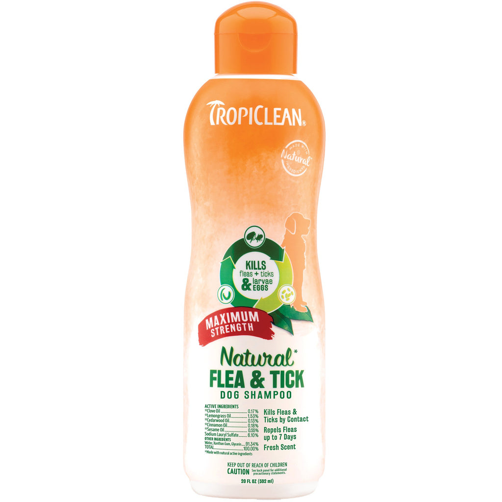 Tropiclean Flea and Tick Dog Maximum Strength Shampoo (20oz)