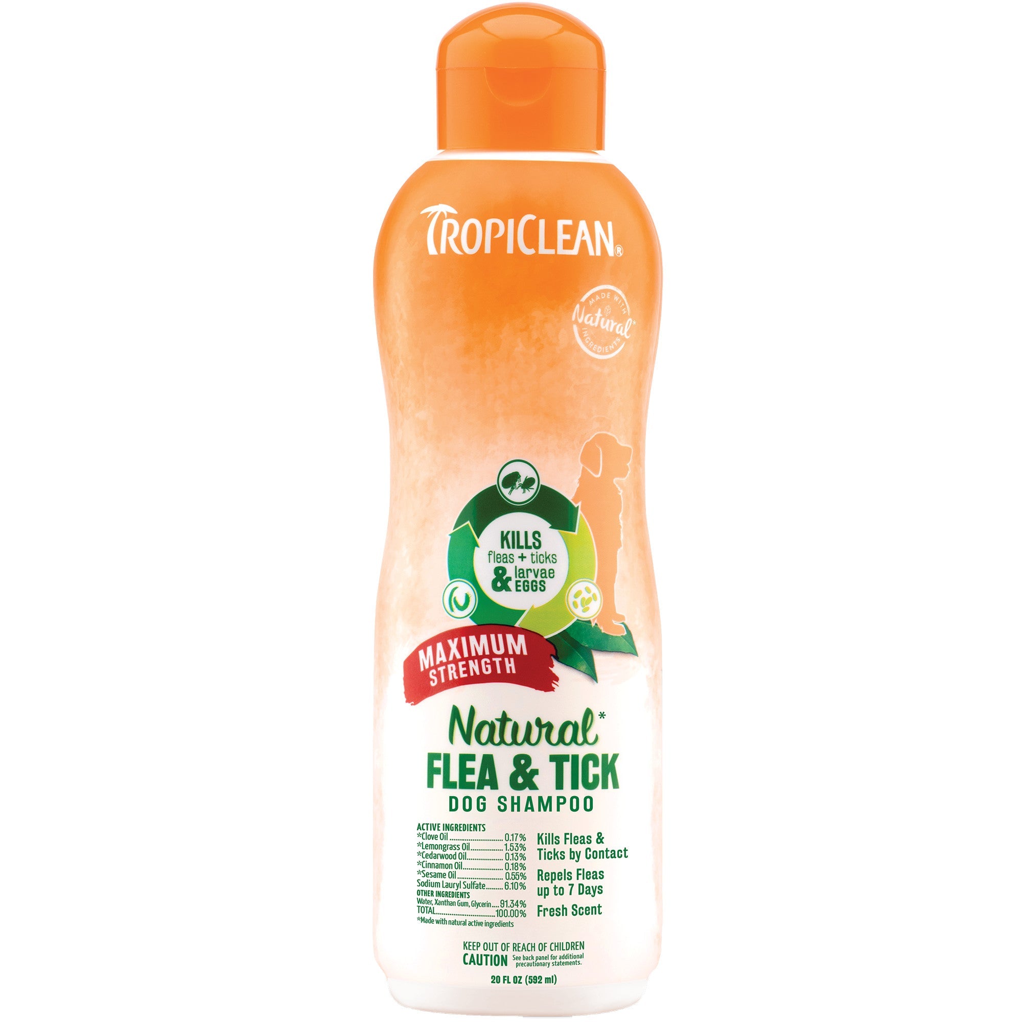 Tropiclean Flea and Tick Dog Maximum Strength Shampoo (20oz)