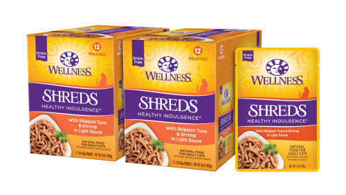 Wellness Adult Pouch Healthy Indulge Shredded Tuna and Shrimp Wet Cat Food (3oz)