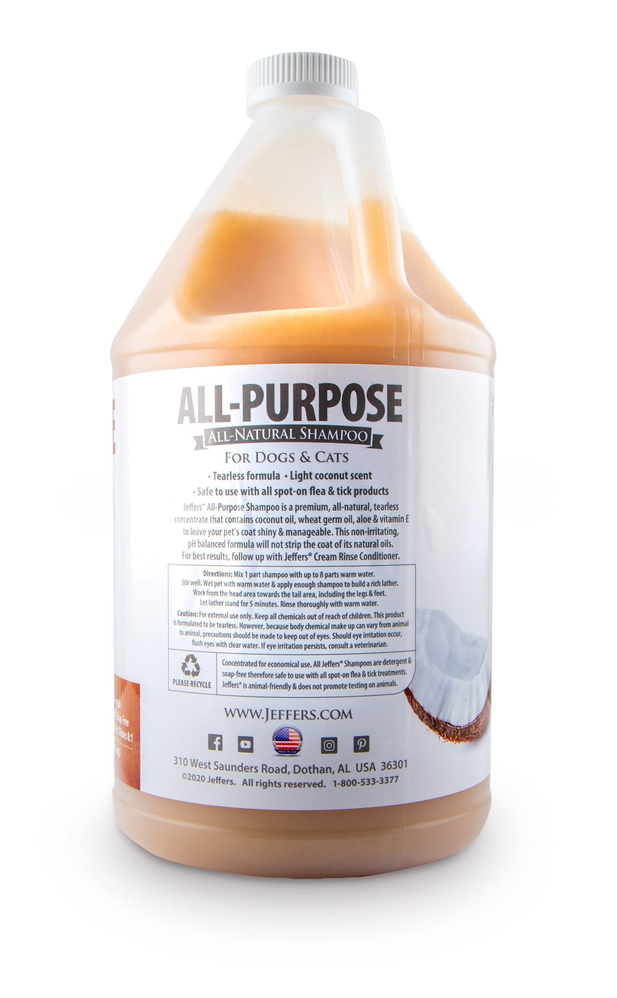 Tearless All-Purpose All-Natural Coconut Oil Shampoo for Dogs & Cats