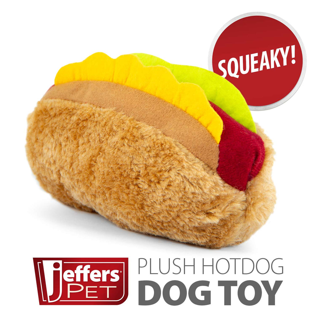 American Grill Time Plush Squeaker Dog Toys - Hamburger or Hot Dog