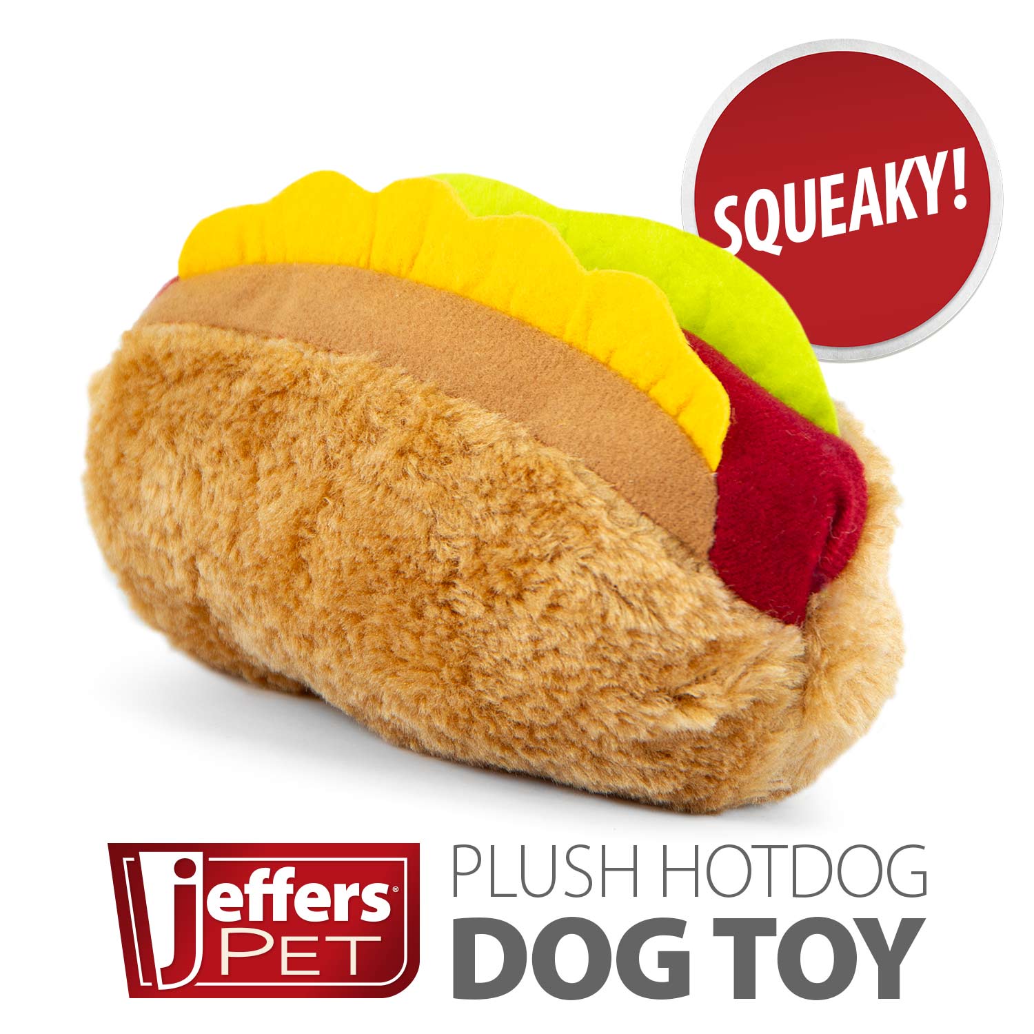 American Grill Time Plush Squeaker Dog Toys - Hamburger or Hot Dog