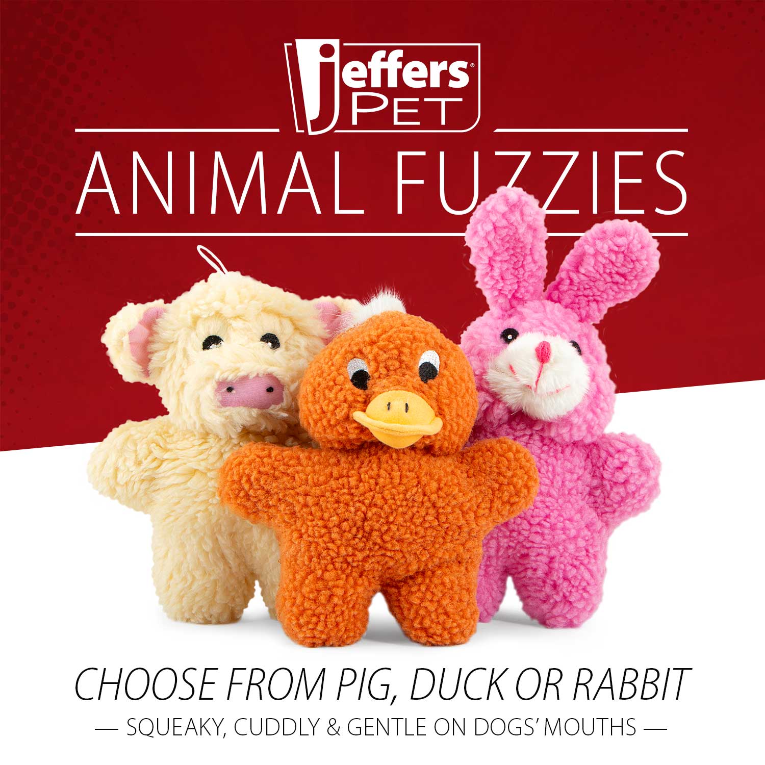 Animal Fuzzies Plush Squeaker Dog Toys