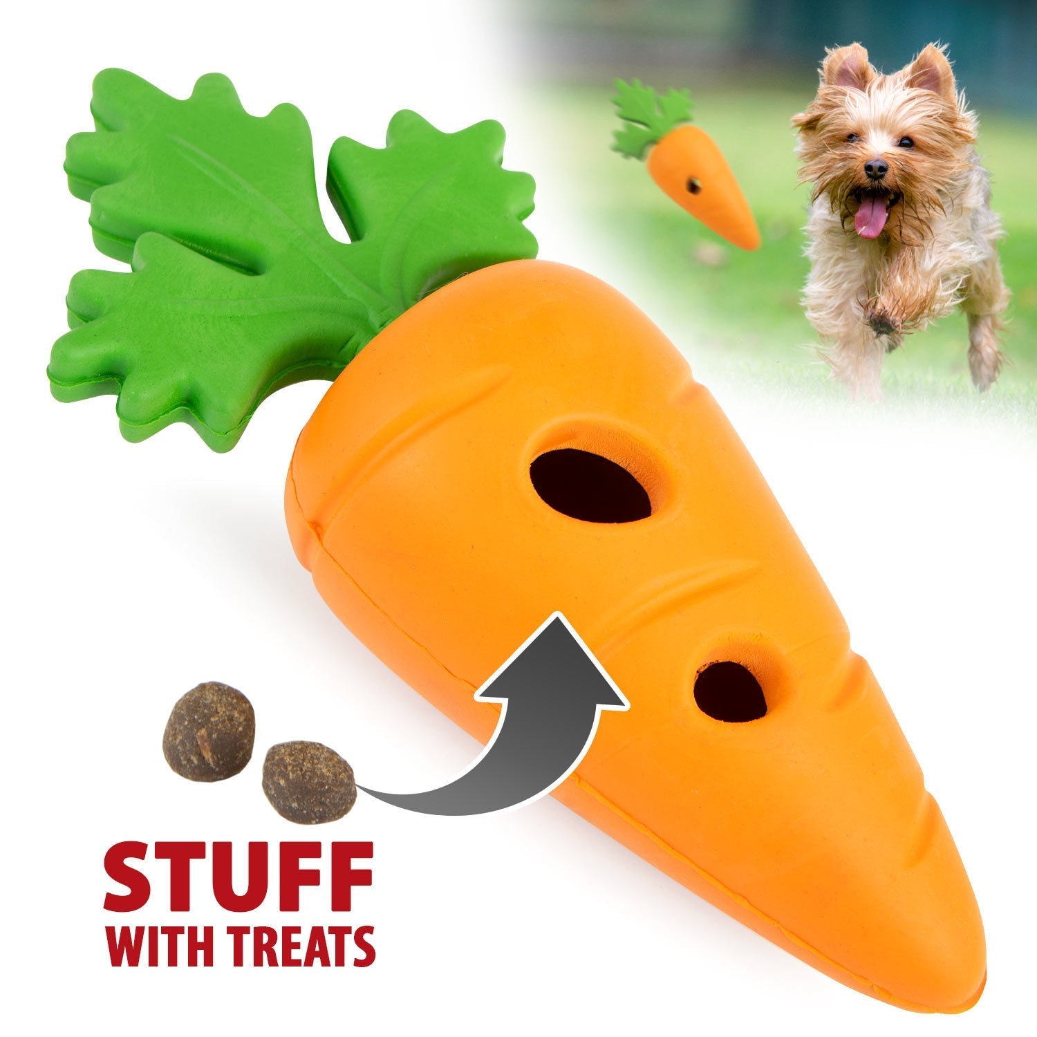 Baby Carrot Natural Rubber Treat Dispensing Dog Dental Chew Toy