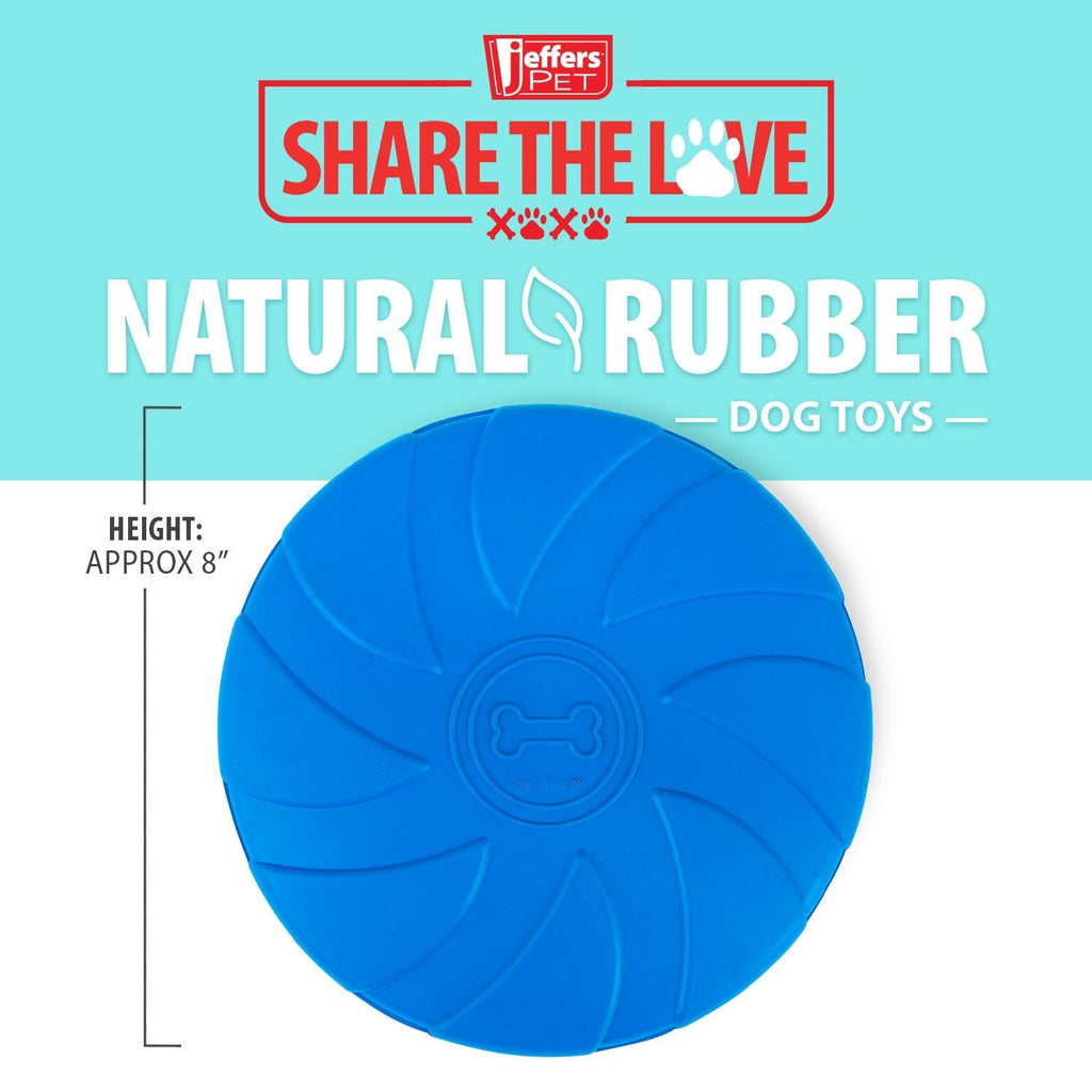 Blue Bone Stamped Frisbee Natural Rubber 8 Inch Dog Toy for Fetching & Chewing