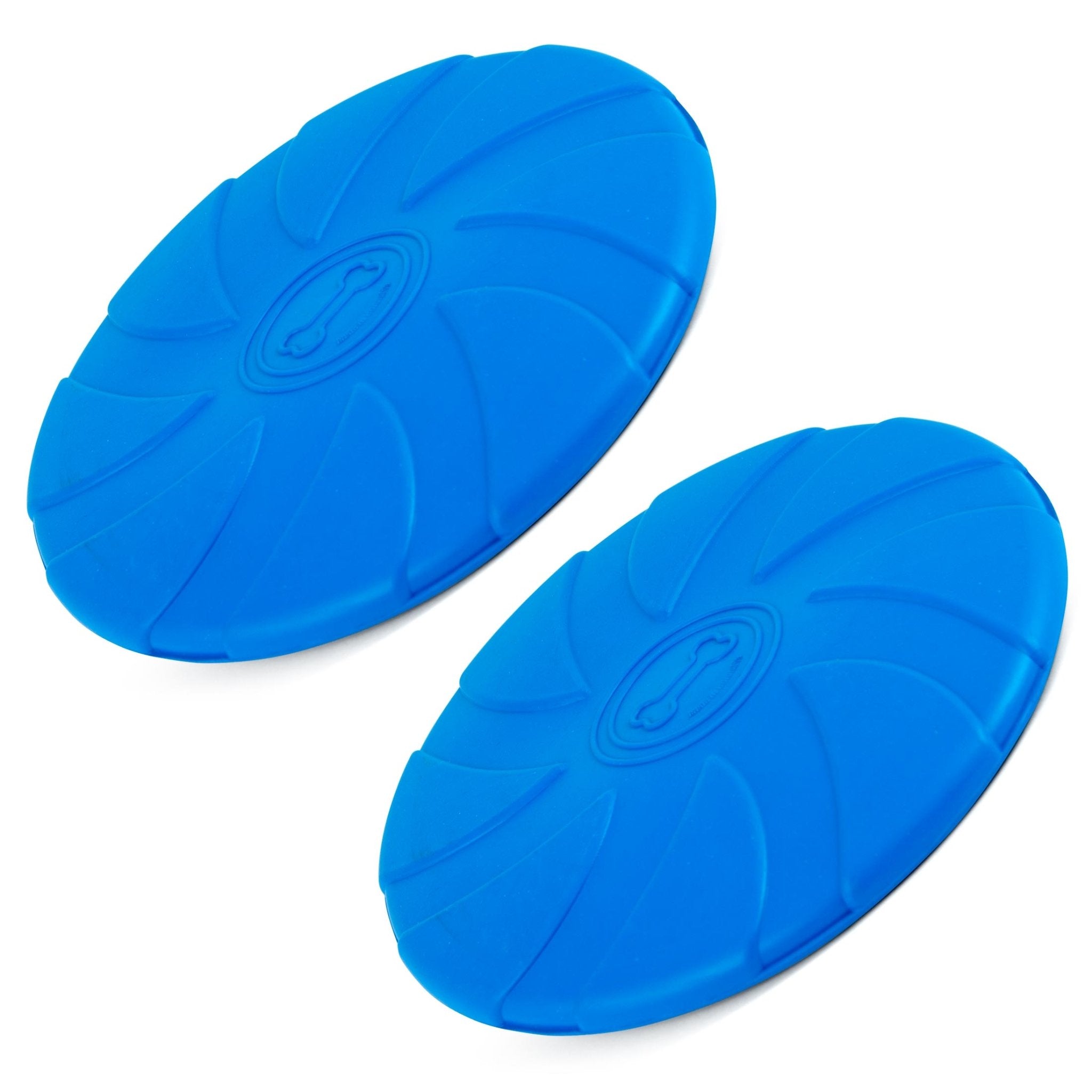 Blue Bone Stamped Frisbee Natural Rubber 8 Inch Dog Toy for Fetching & Chewing
