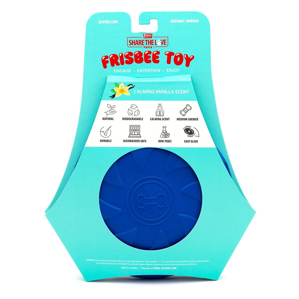 Blue Bone Stamped Frisbee Natural Rubber 8 Inch Dog Toy for Fetching & Chewing