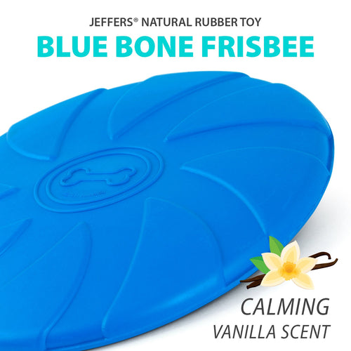 Blue Bone Stamped Frisbee Natural Rubber 8 Inch Dog Toy for Fetching & Chewing