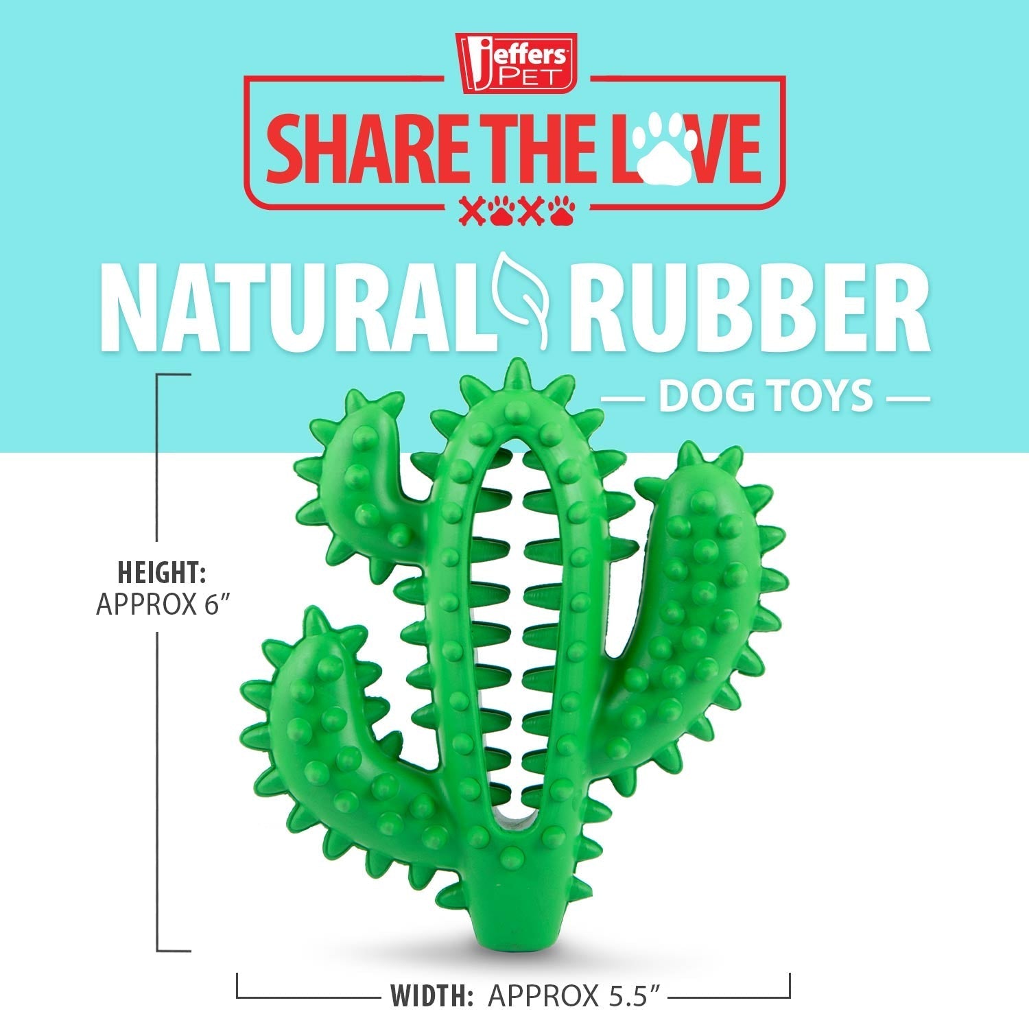 Cactus Natural Rubber Dental Chew Toy for Dogs for Healthy Chewing Habits