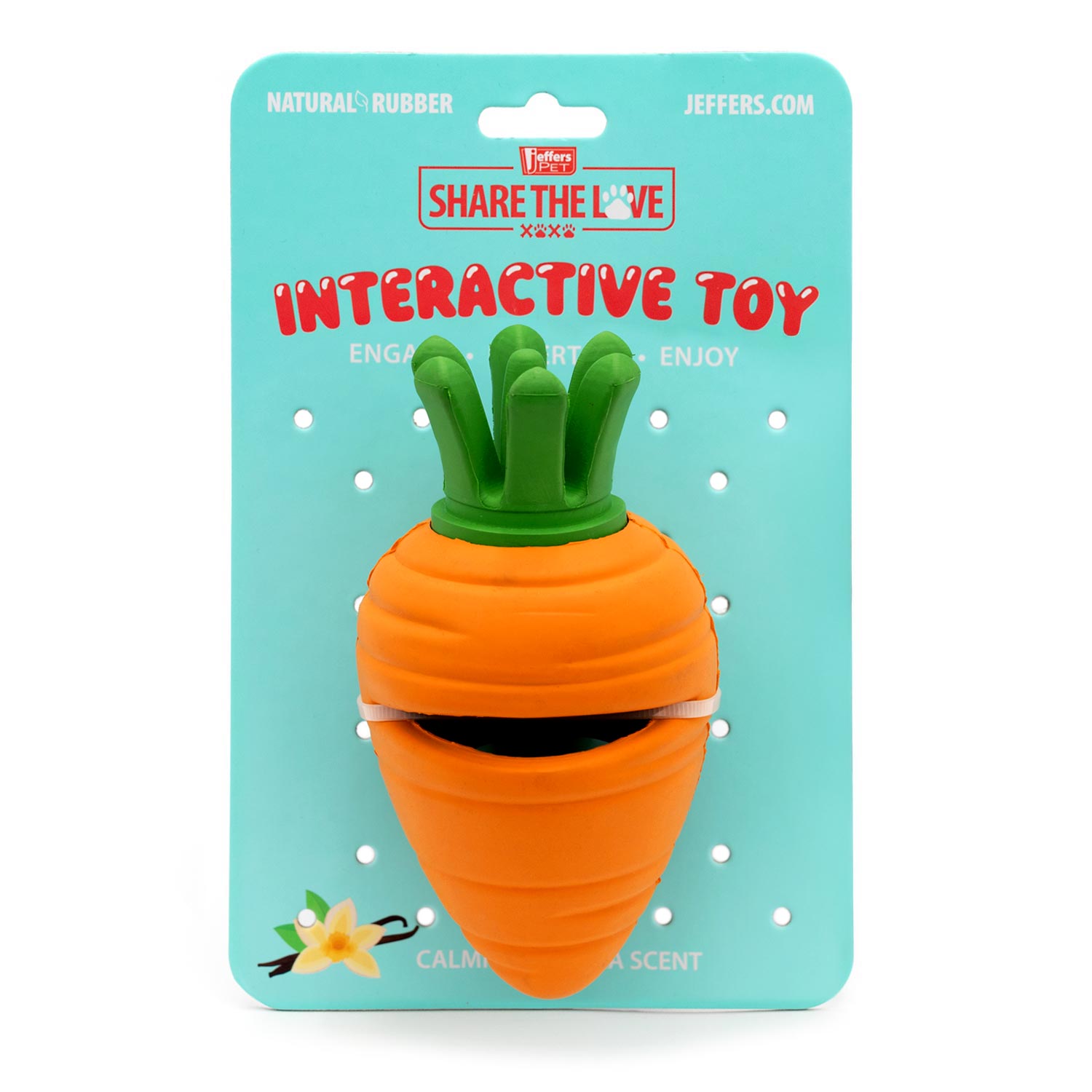 Carrot Natural Rubber Treat Dispensing Dental Dog Chew Toy with Slit