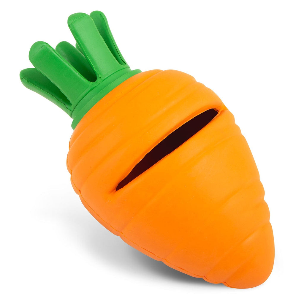 Carrot Natural Rubber Treat Dispensing Dental Dog Chew Toy with Slit