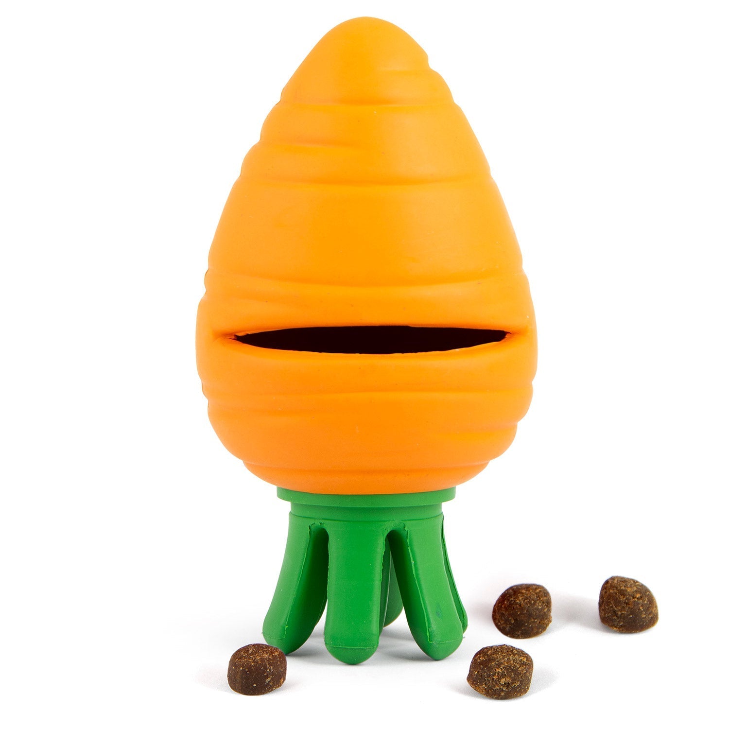Carrot Natural Rubber Treat Dispensing Dental Dog Chew Toy with Slit