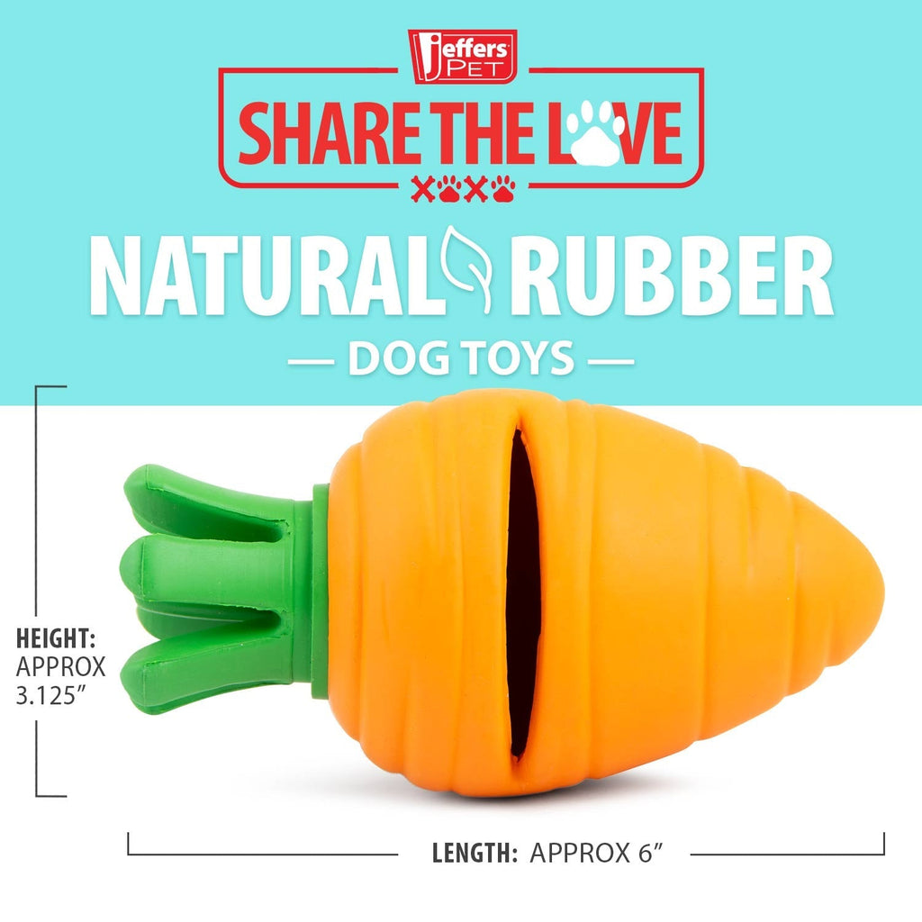 Carrot Natural Rubber Treat Dispensing Dental Dog Chew Toy with Slit