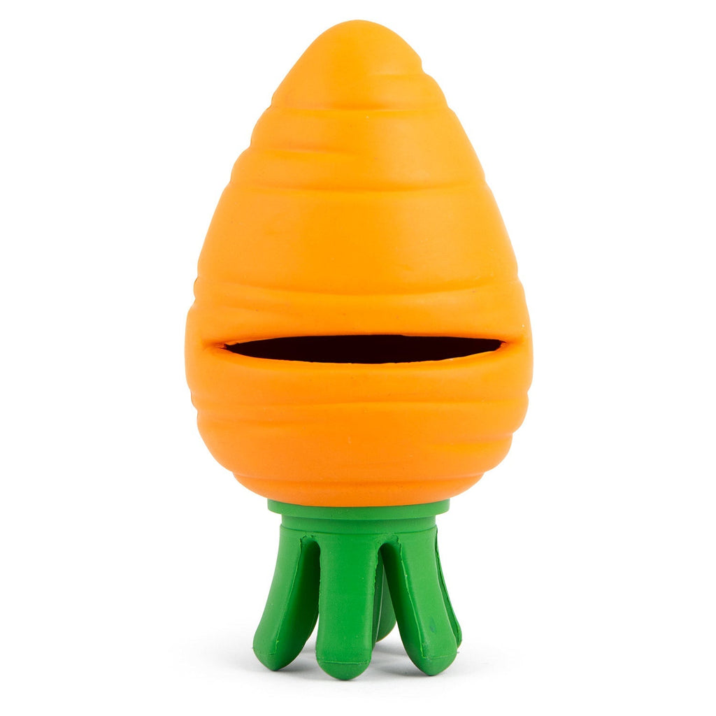 Carrot Natural Rubber Treat Dispensing Dental Dog Chew Toy with Slit