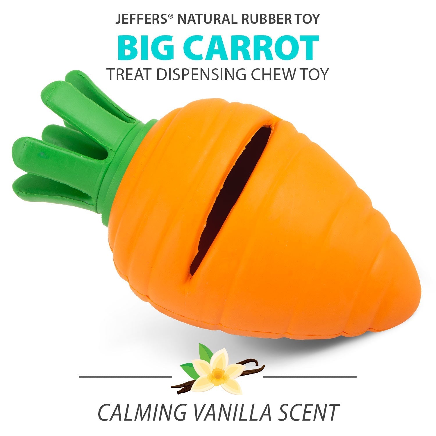 Carrot Natural Rubber Treat Dispensing Dental Dog Chew Toy with Slit