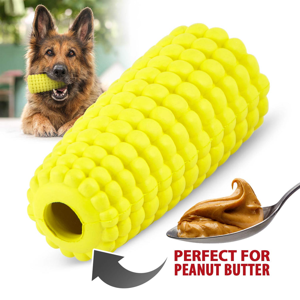Corn Cob Natural Rubber Stuffable Treat Dispenser Dog Dental Chew Toy