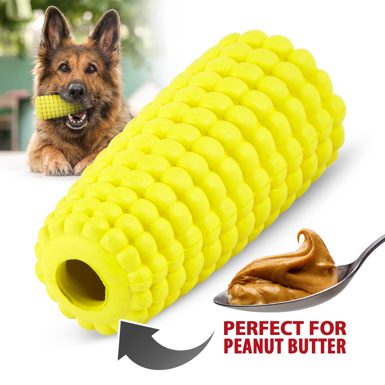 Corn Cob Natural Rubber Stuffable Treat Dispenser Dog Dental Chew Toy