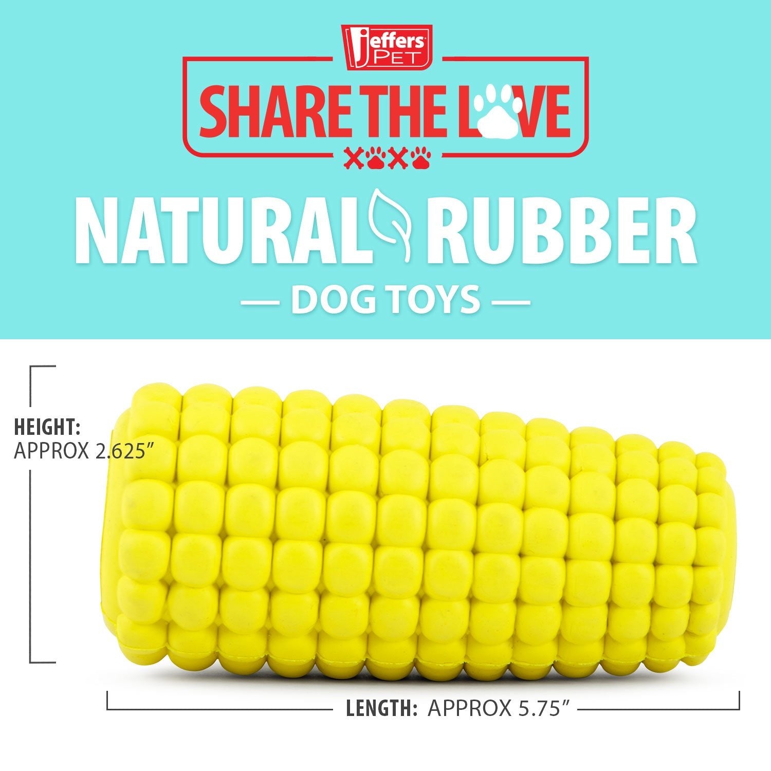 Corn Cob Natural Rubber Stuffable Treat Dispenser Dog Dental Chew Toy