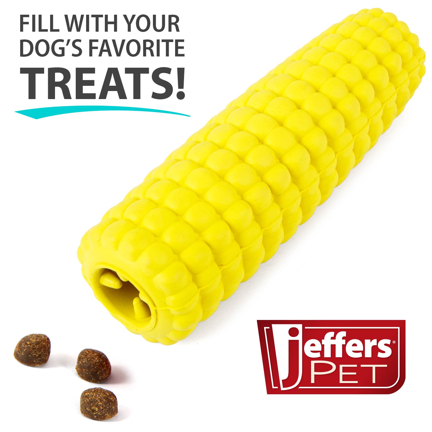 Corn Cob Natural Rubber Treat Dispensing Dog Chew Toy with Dental Benefits
