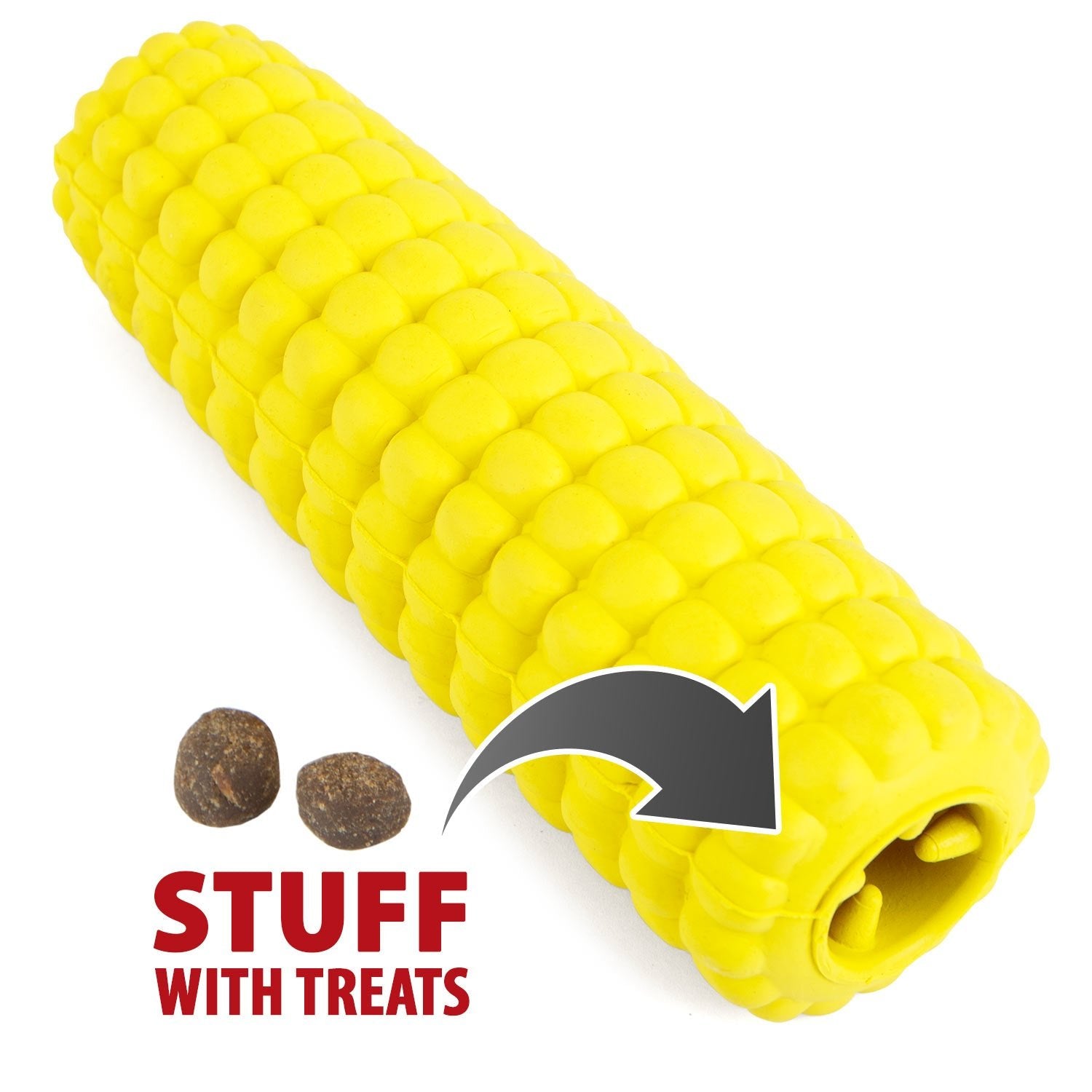Corn Cob Natural Rubber Treat Dispensing Dog Chew Toy with Dental Benefits