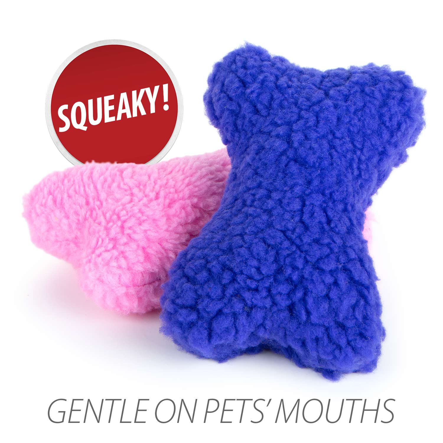 Fuzzy Shapes Dog Toys with Squeakers, Assorted Colors