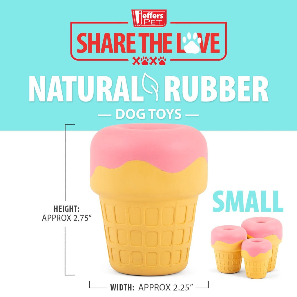 Ice Cream Cone Natural Rubber Stuffable Treat Dispensing Dental Dog Chew Toy