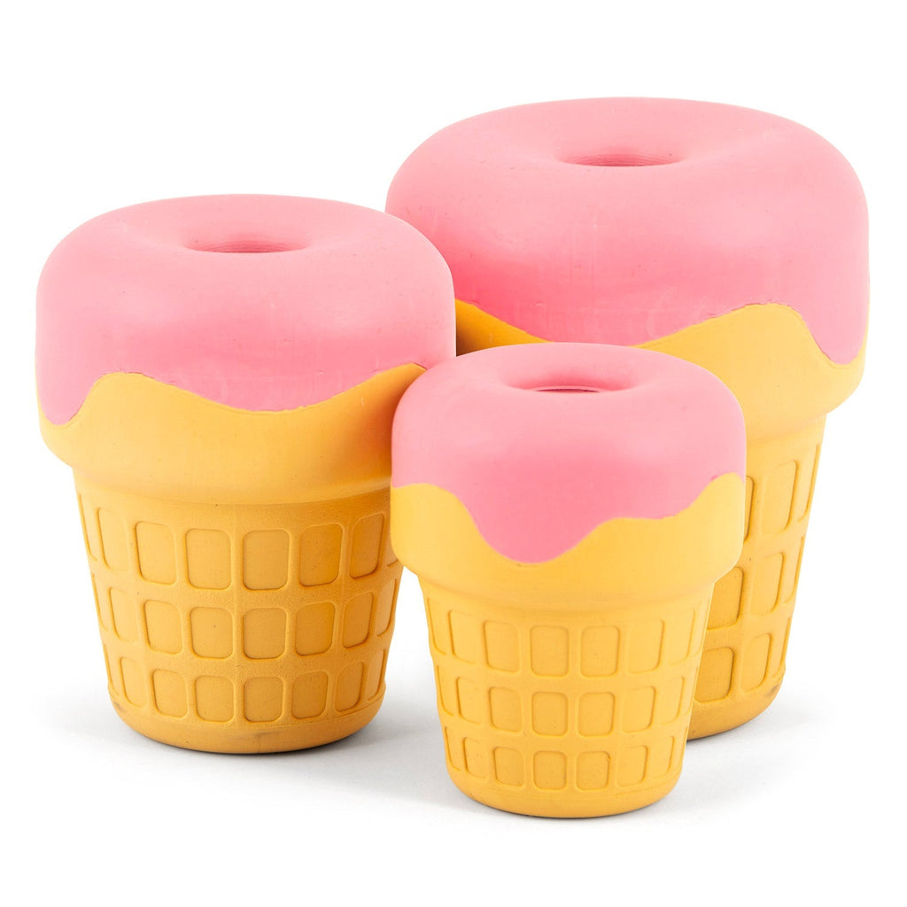 Ice Cream Cone Natural Rubber Stuffable Treat Dispensing Dental Dog Chew Toy