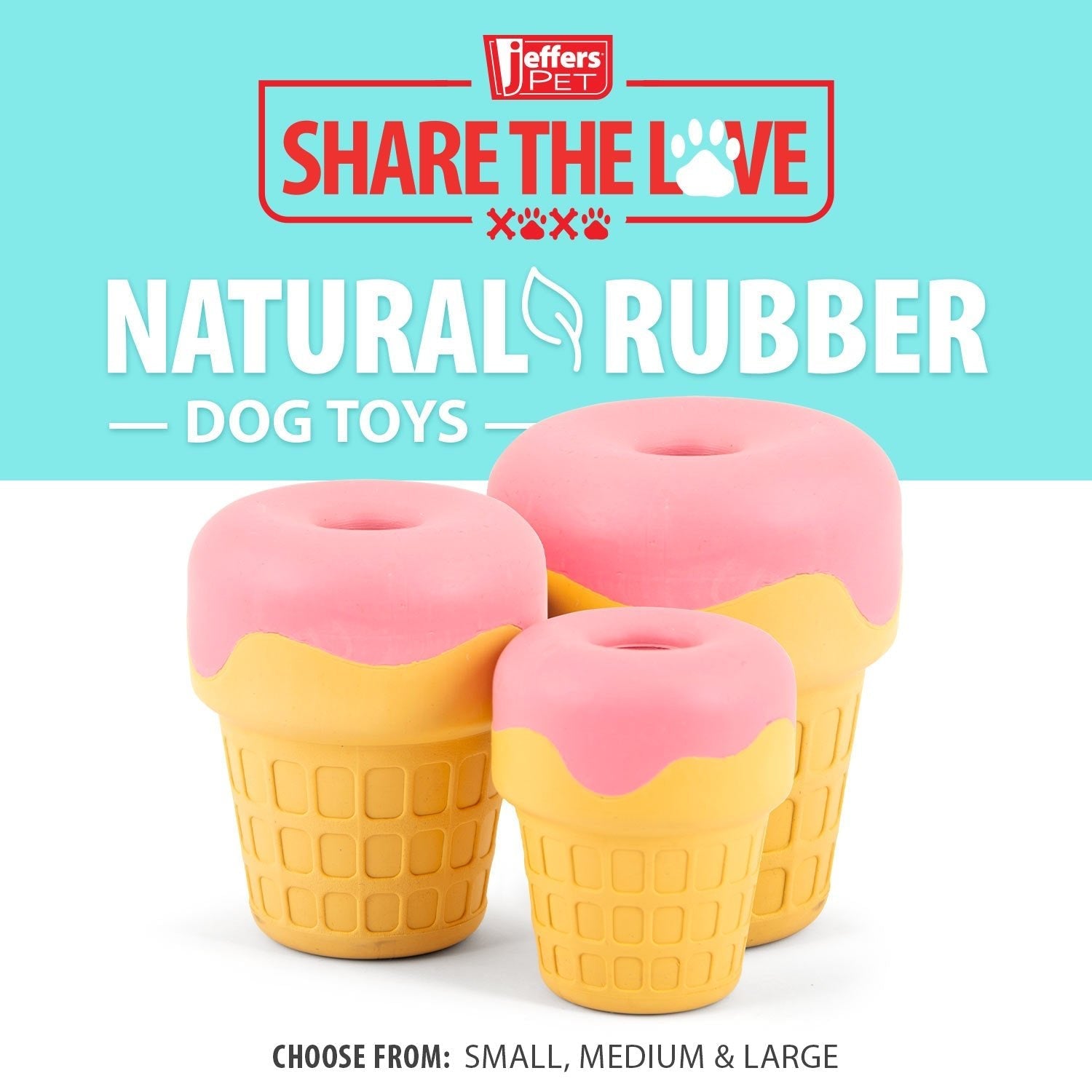 Ice Cream Cone Natural Rubber Stuffable Treat Dispensing Dental Dog Chew Toy