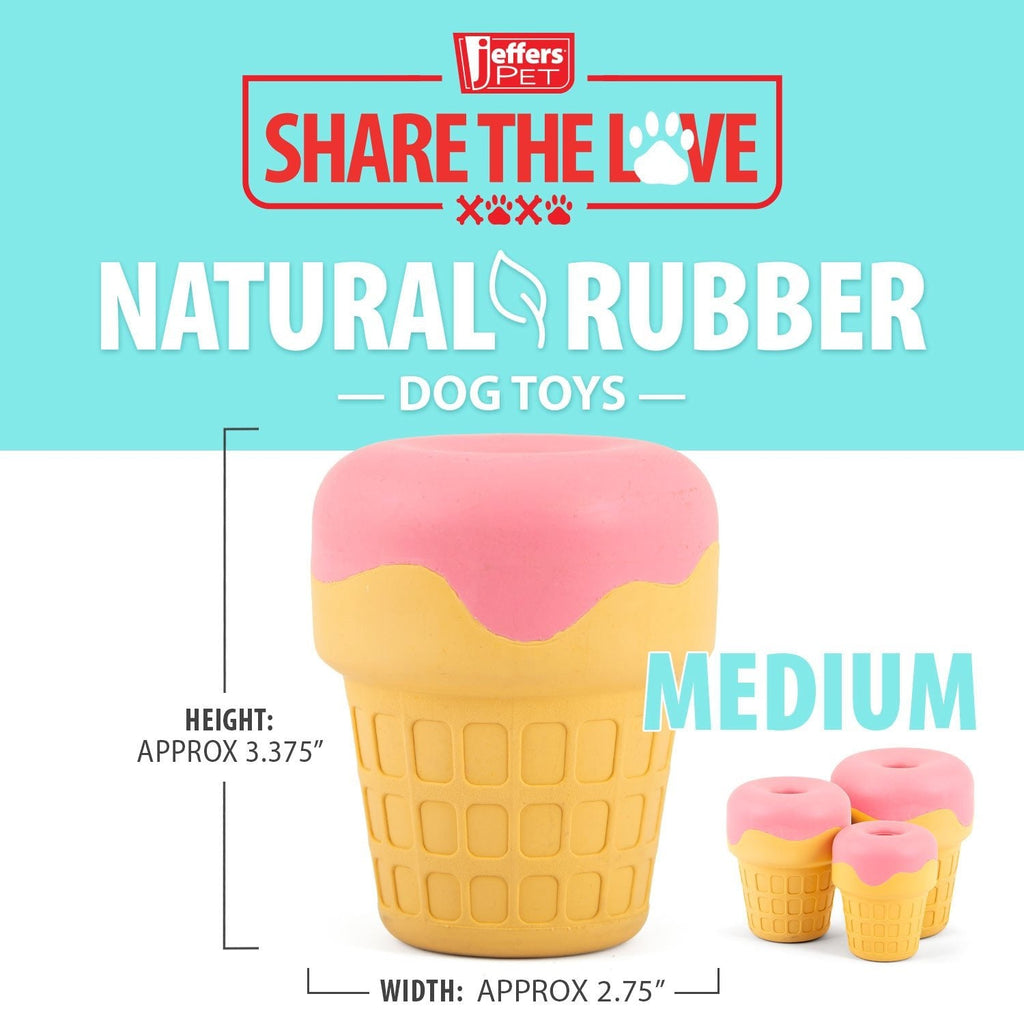 Ice Cream Cone Natural Rubber Stuffable Treat Dispensing Dental Dog Chew Toy