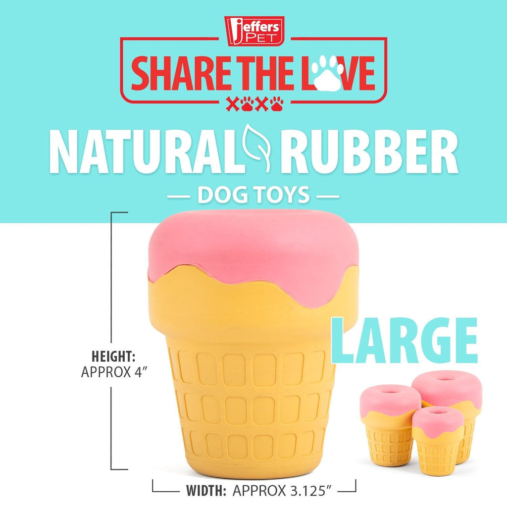 Ice Cream Cone Natural Rubber Stuffable Treat Dispensing Dental Dog Chew Toy