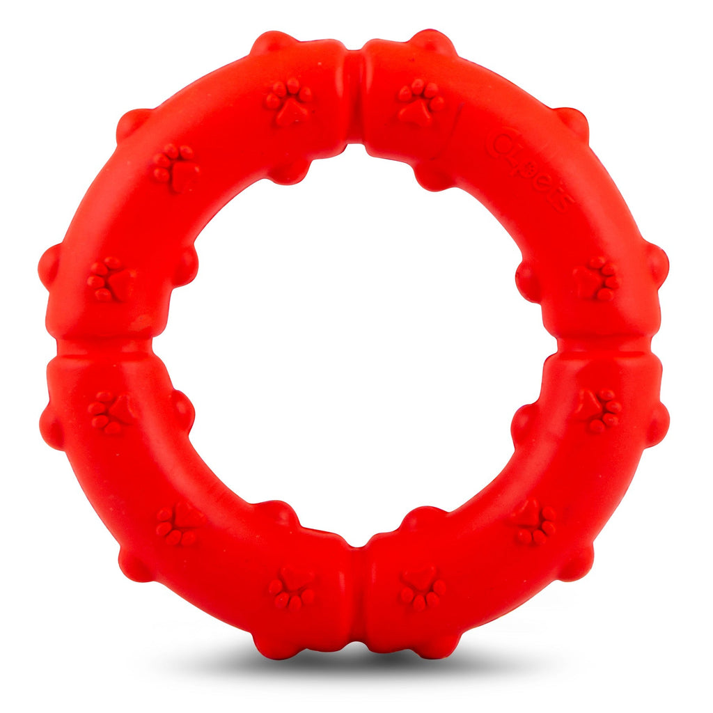 Paw Ring Tugger Dog Chew Toy – Natural Rubber Dental & Fetch Toy
