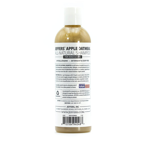 Apple Oatmeal All-Natural Hypoallergenic Dry Skin Shampoo for Dogs and Cats