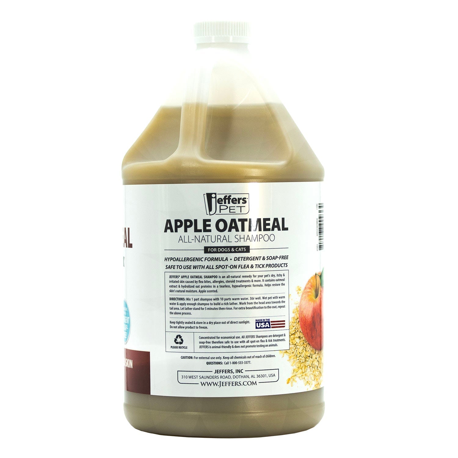 Apple Oatmeal All-Natural Hypoallergenic Dry Skin Shampoo for Dogs and Cats