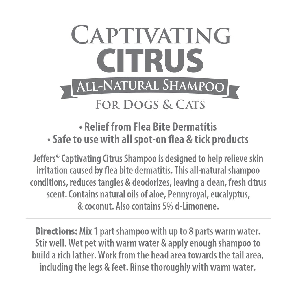 Captivating Citrus All-Natural Flea Bite Relief Shampoo for Dogs and Cats