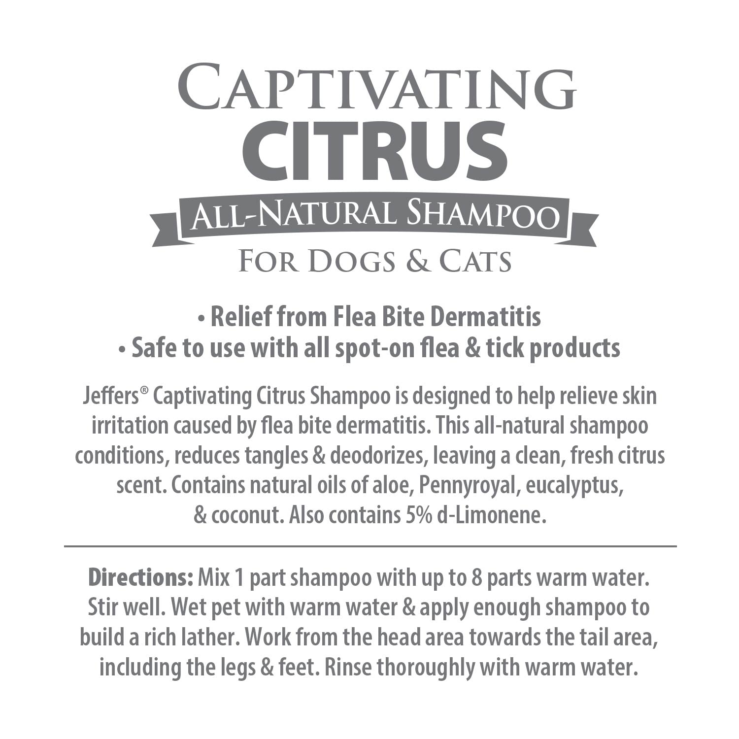 Captivating Citrus All-Natural Flea Bite Relief Shampoo for Dogs and Cats