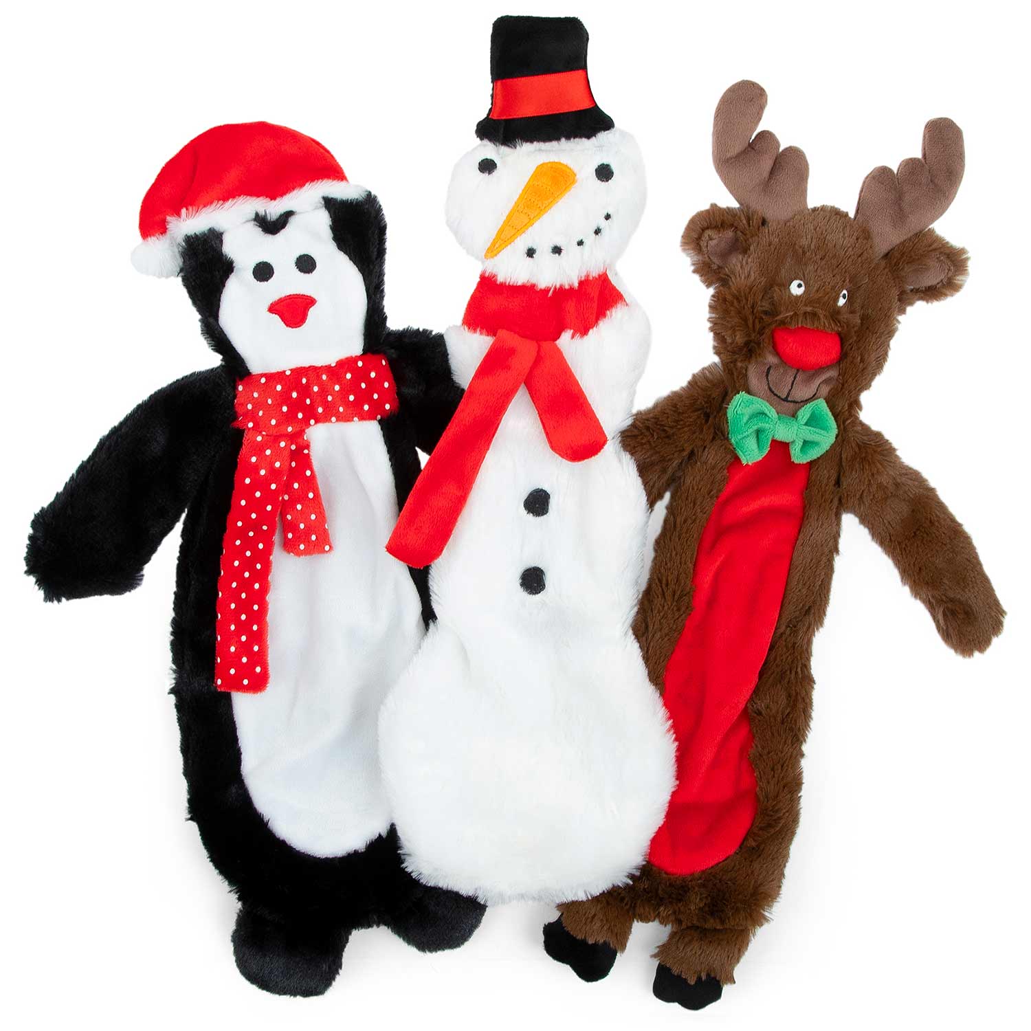 Christmas Characters Unstuffed Plush Squeaker Dog Toys, 12"L