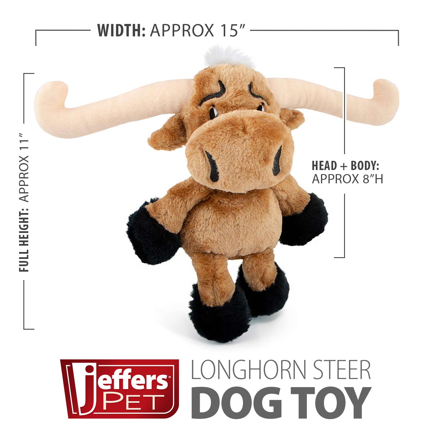 Plush Longhorn Steer Squeaker Dog Toy, 8"