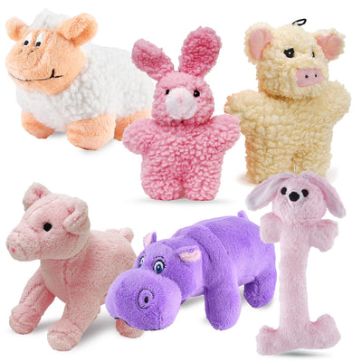 Plush Pretty Pink Share the Love Squeaker Dog Toys, 6 Piece Kit
