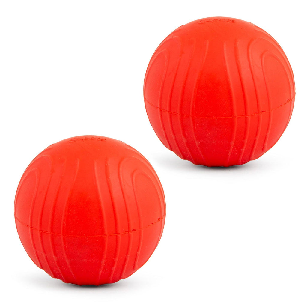 Red Bouncing Ball with Waves Natural Rubber Dental Dog Chew Toy for Energetic Play